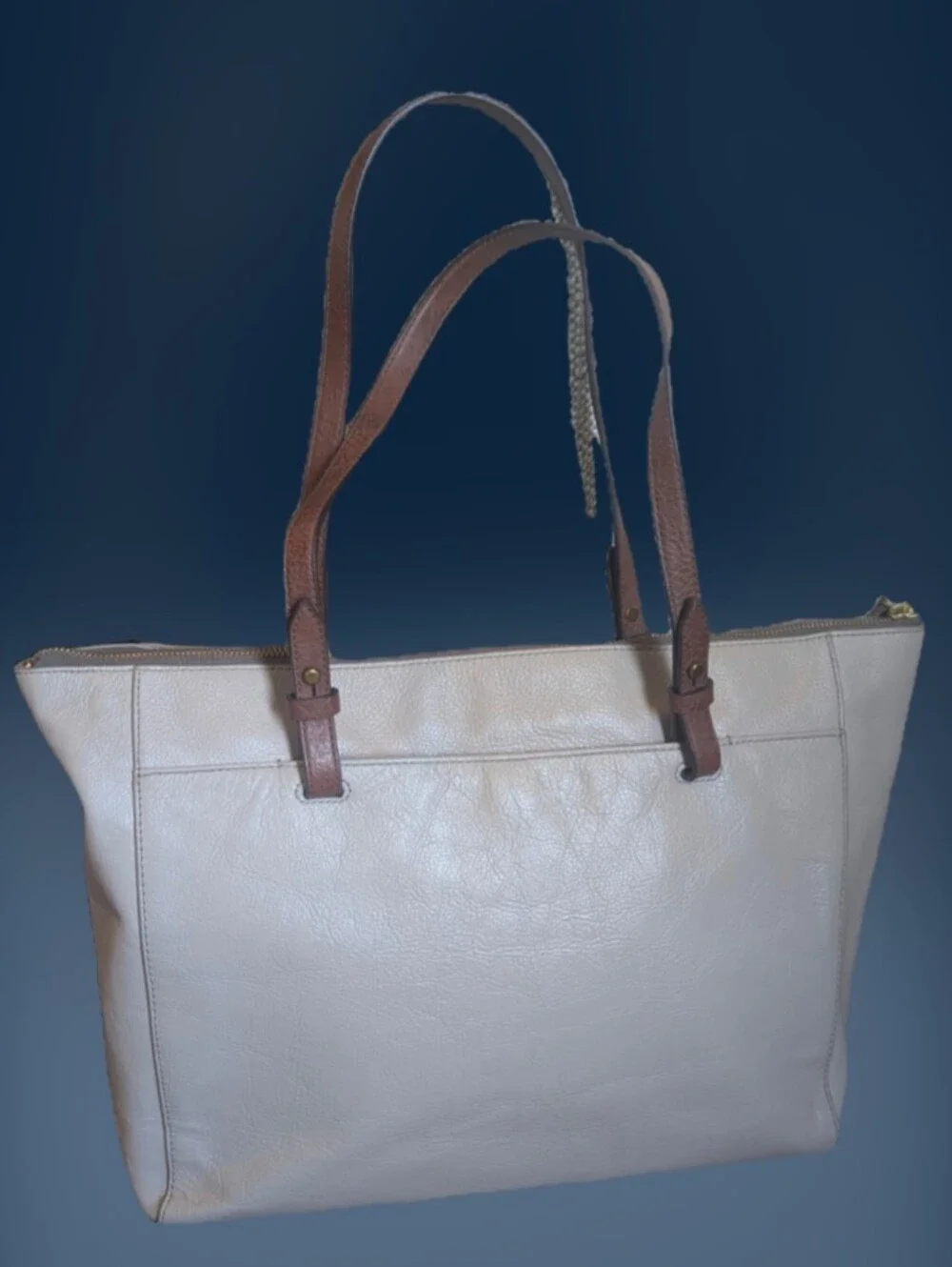 Fossil Rachel Taupe Gray Leather Tote Bag